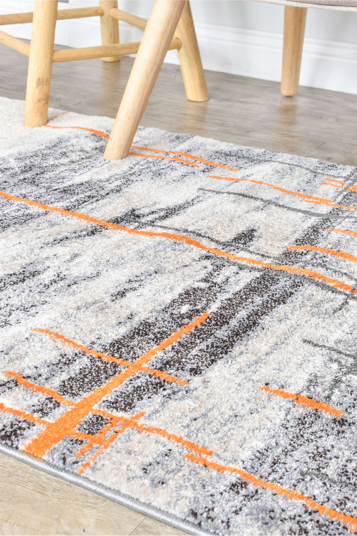 Novus Grey Orange Rug - Turkish-inspired modern rug from Treasures of Turkey