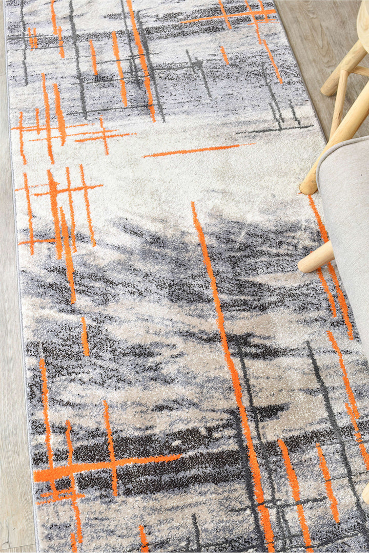 Novus Grey Orange Rug - Turkish-inspired modern rug from Treasures of Turkey