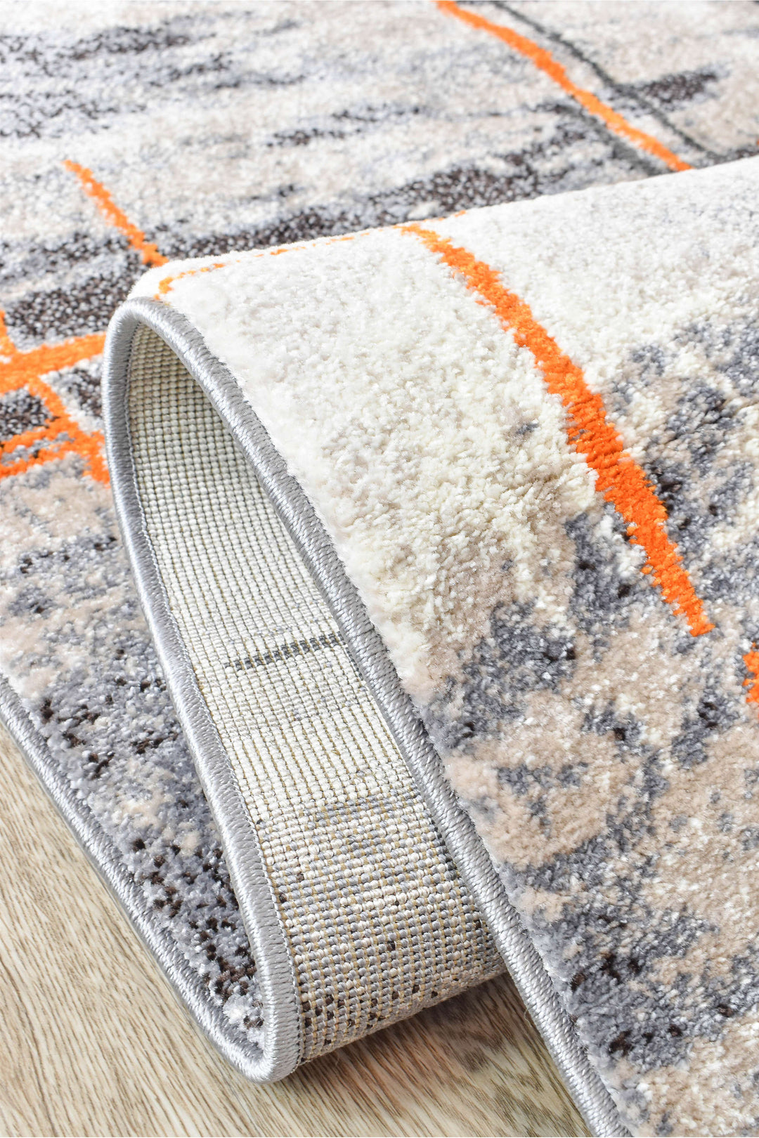 Novus Grey Orange Rug - Turkish-inspired modern rug from Treasures of Turkey