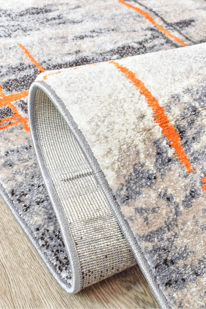 Novus Grey Orange Rug - Turkish-inspired modern rug from Treasures of Turkey