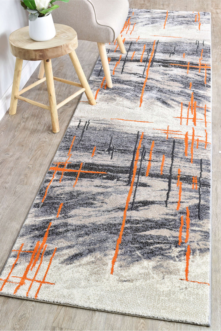 Novus Grey Orange Rug - Turkish-inspired modern rug from Treasures of Turkey