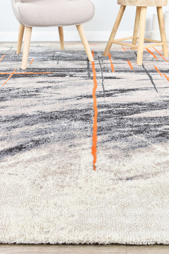 Novus Grey Orange Rug - Turkish-inspired modern rug from Treasures of Turkey