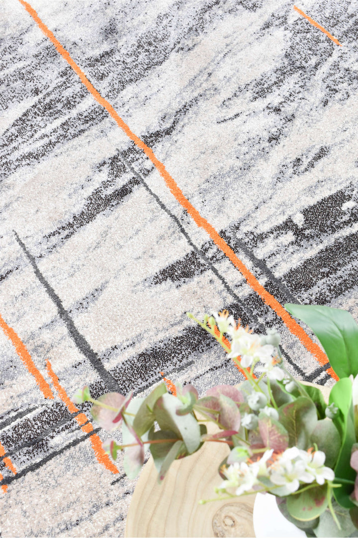 Novus Grey Orange Rug - Turkish-inspired modern rug from Treasures of Turkey