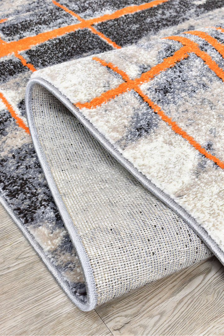 Novus Grey Orange Rug - Turkish-inspired modern rug from Treasures of Turkey