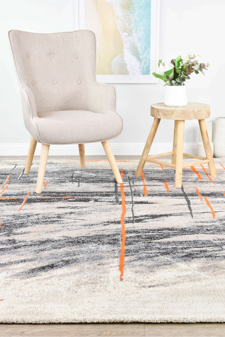 Novus Grey Orange Rug - Turkish-inspired modern rug from Treasures of Turkey