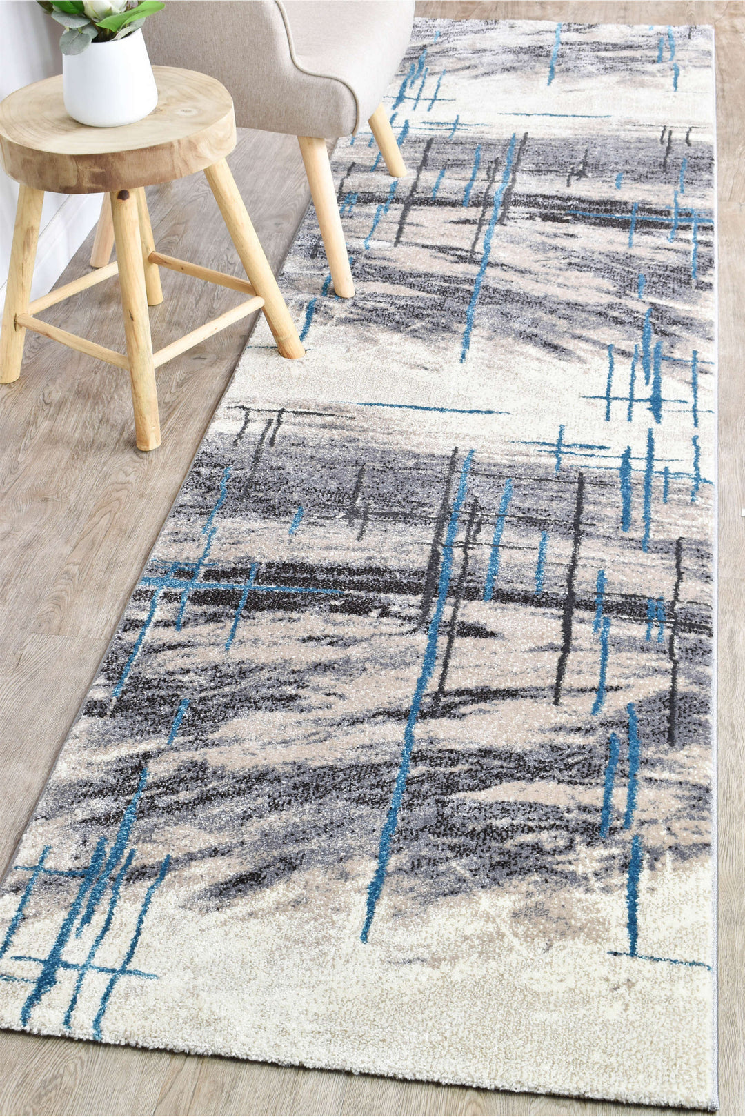 Novus 726AA Grey Turquoise Runner - Turkish-inspired modern rug from Treasures of Turkey