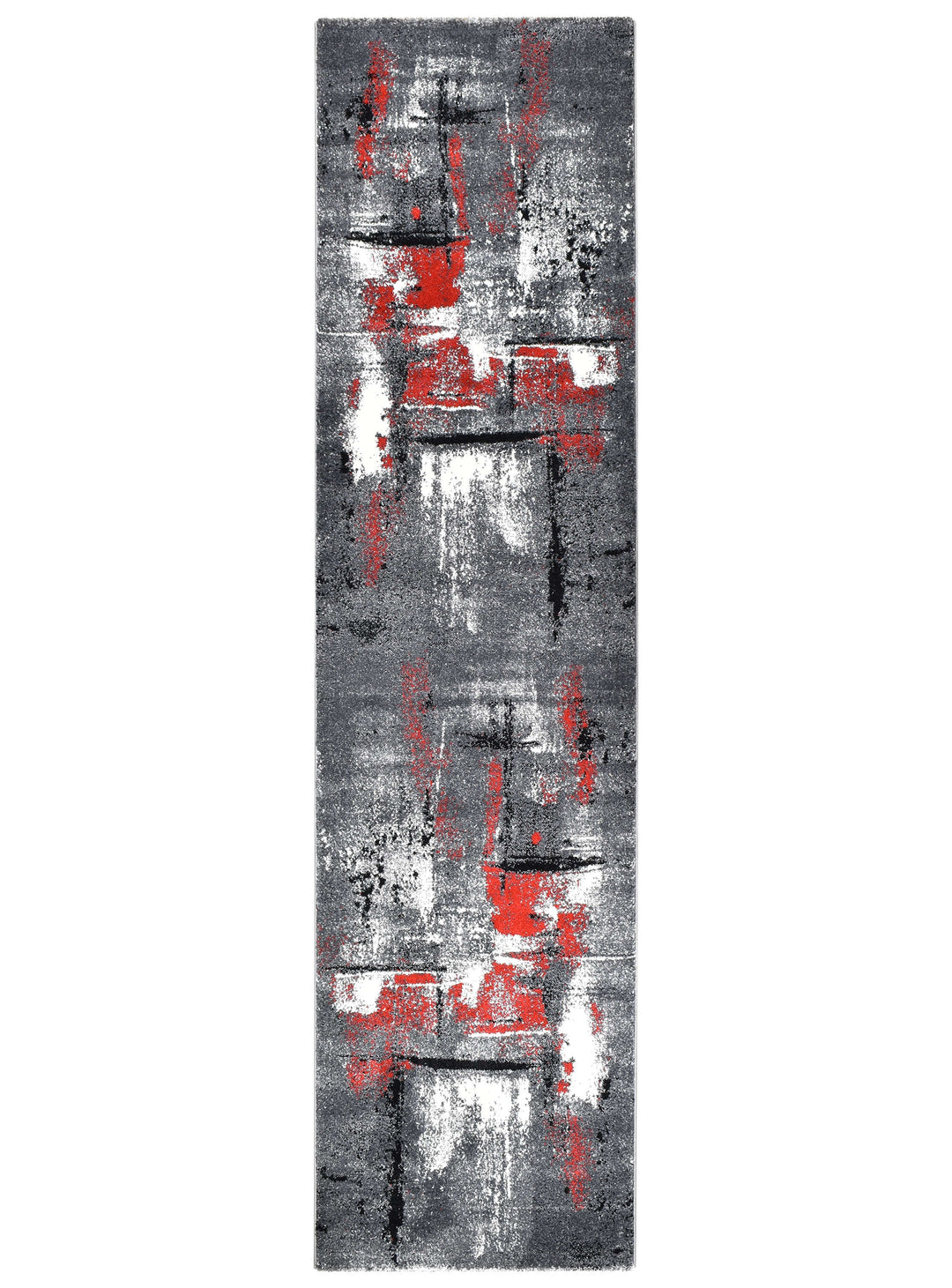 Novas Grey Red Runner - Turkish-inspired hallway runner rug from Treasures of Turkey
