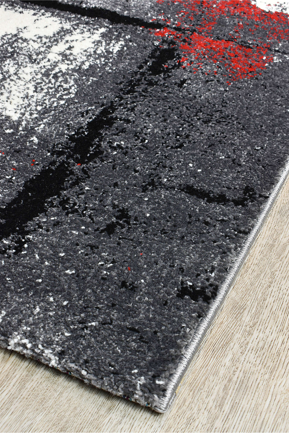 Novas Grey Red Runner - Turkish-inspired hallway runner rug from Treasures of Turkey