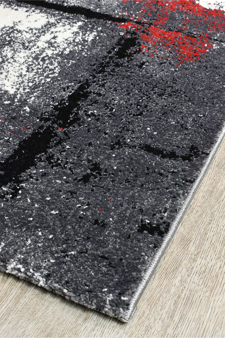 Novas Grey Red Runner - Turkish-inspired hallway runner rug from Treasures of Turkey