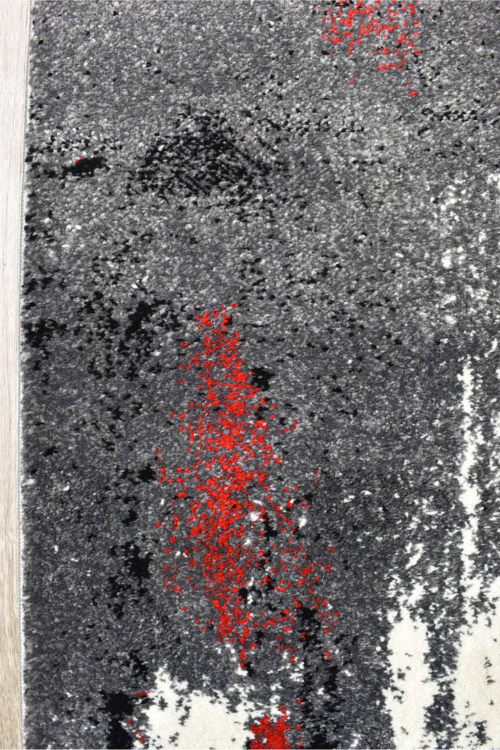Novas Grey Red Rug - Turkish-inspired modern rug from Treasures of Turkey