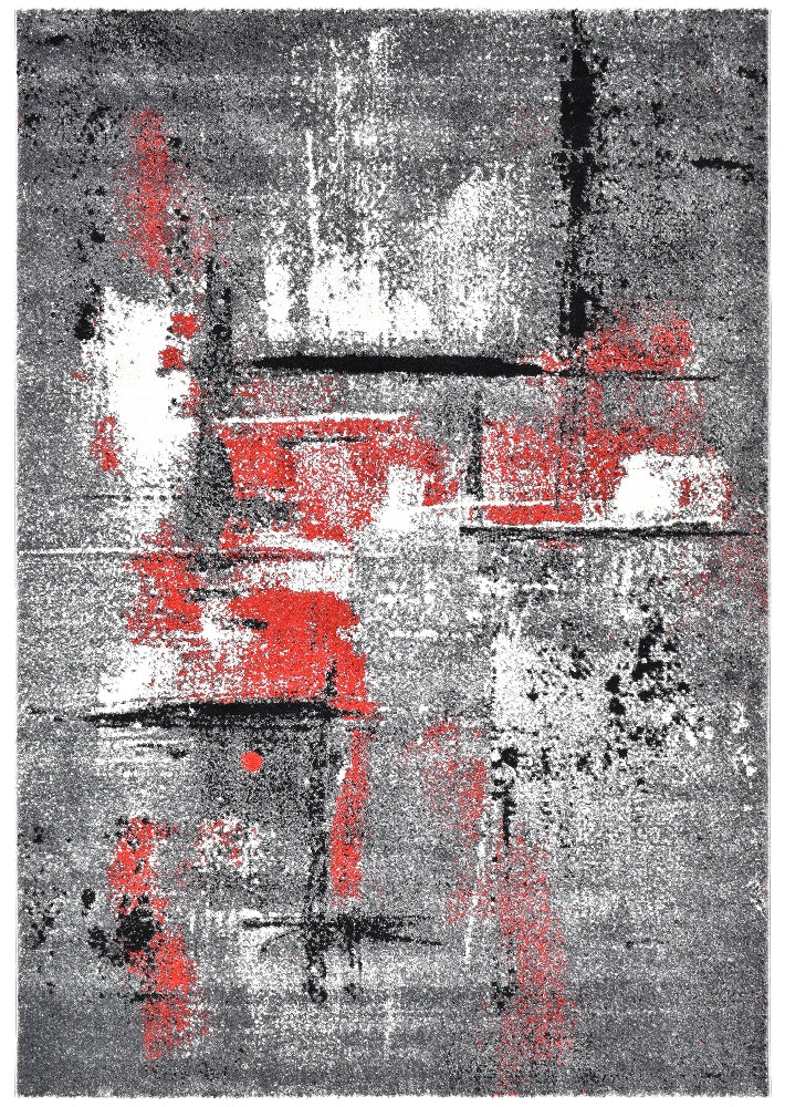 Novas Grey Red Rug - Turkish-inspired modern rug from Treasures of Turkey