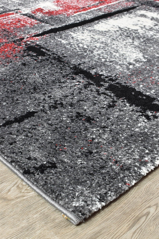Novas Grey Red Rug - Turkish-inspired modern rug from Treasures of Turkey