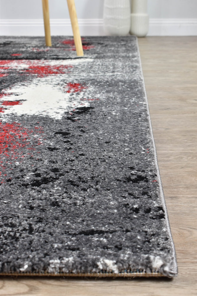 Novas Grey Red Rug - Turkish-inspired modern rug from Treasures of Turkey