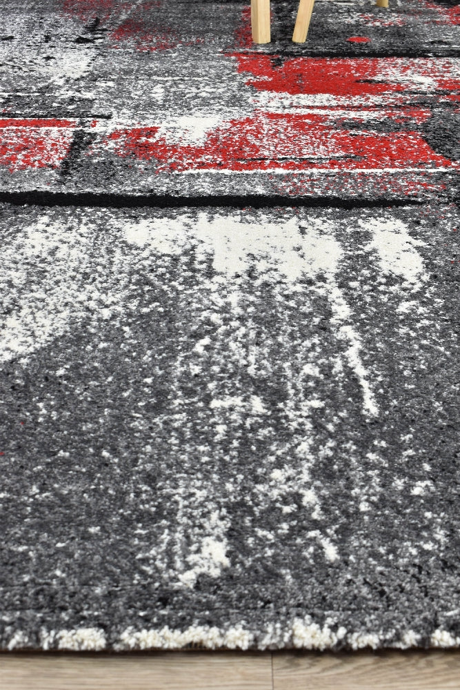 Novas Grey Red Rug - Turkish-inspired modern rug from Treasures of Turkey
