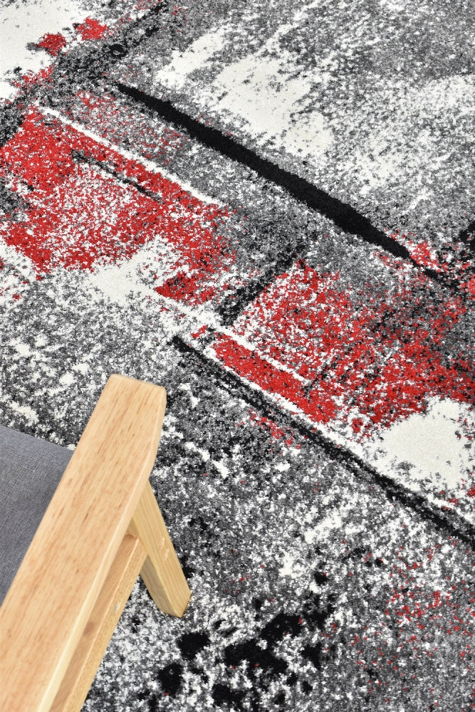 Novas Grey Red Rug - Turkish-inspired modern rug from Treasures of Turkey