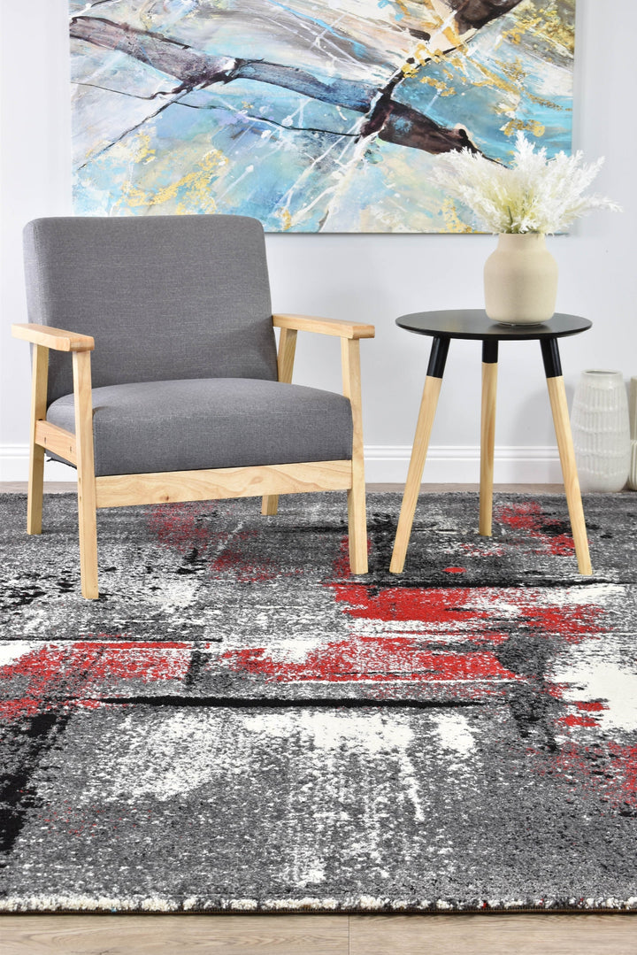 Novas Grey Red Rug - Turkish-inspired modern rug from Treasures of Turkey