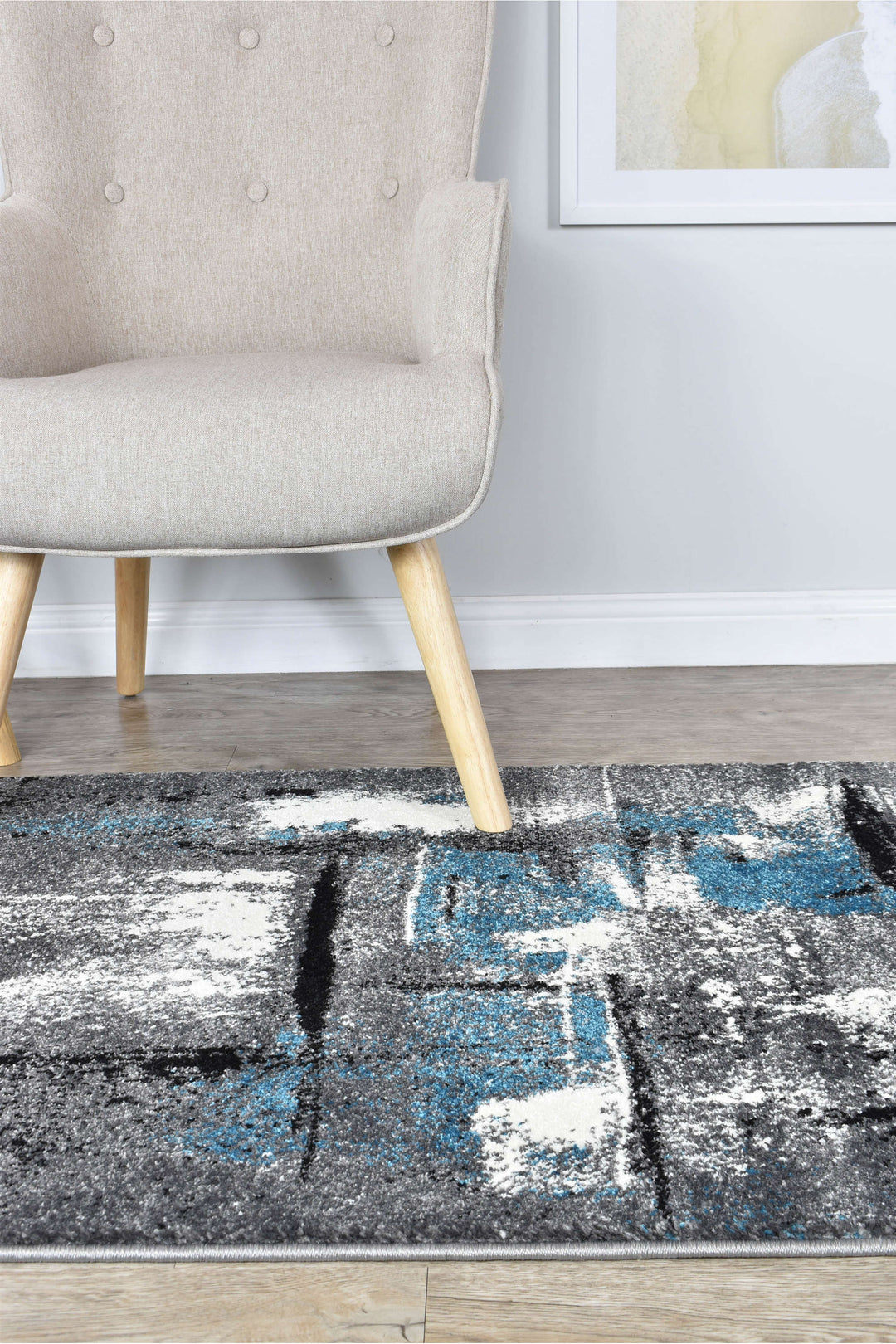 Novas Grey Turquoise Rug - Turkish-inspired modern rug from Treasures of Turkey