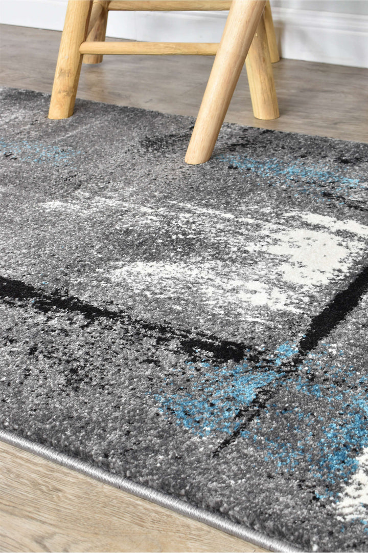 Novas Grey Turquoise Rug - Turkish-inspired modern rug from Treasures of Turkey