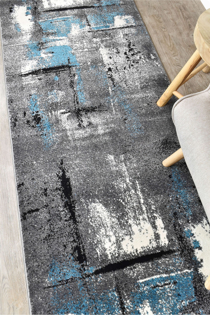 Novas Grey Turquoise Rug - Turkish-inspired modern rug from Treasures of Turkey