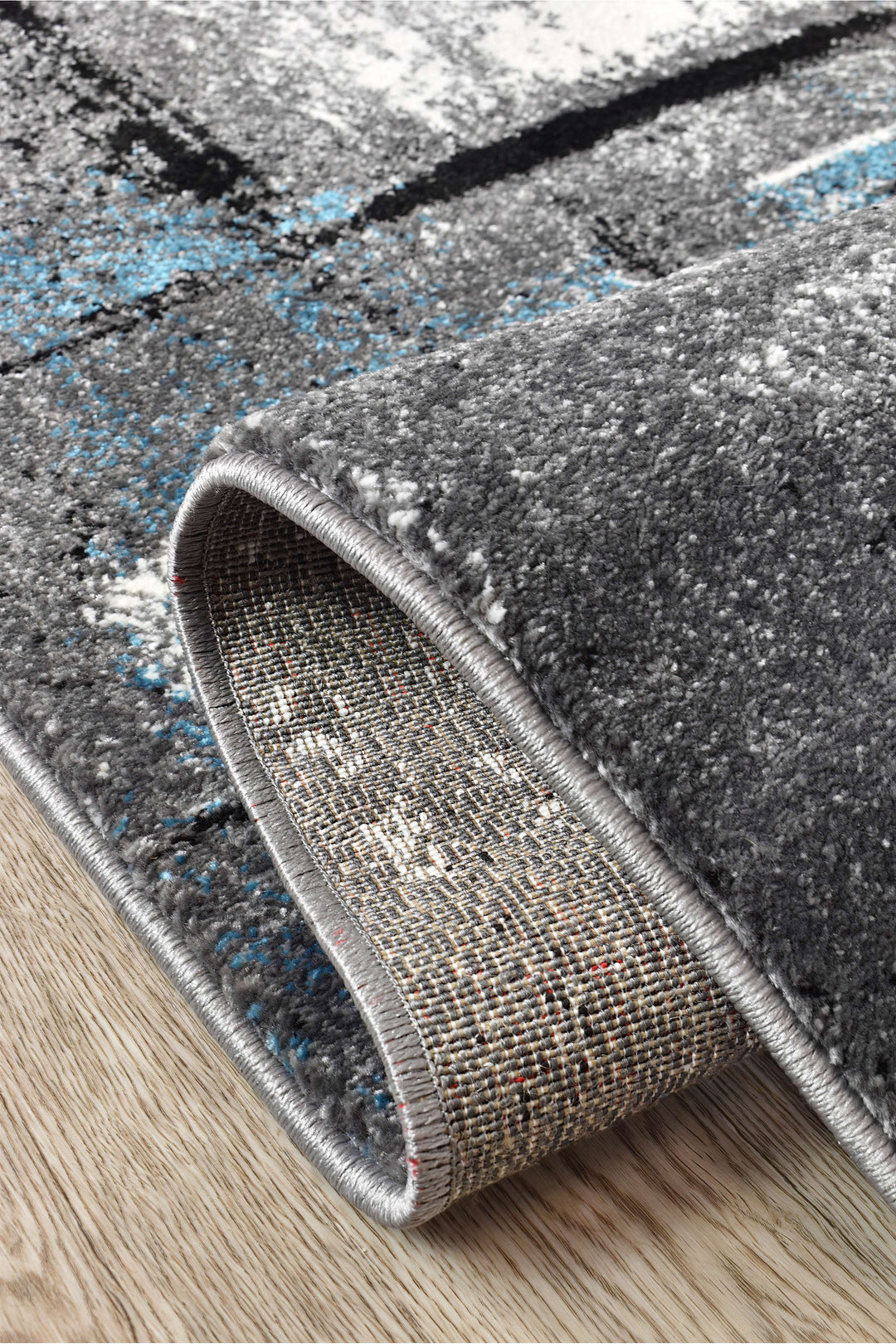 Novas Grey Turquoise Rug - Turkish-inspired modern rug from Treasures of Turkey