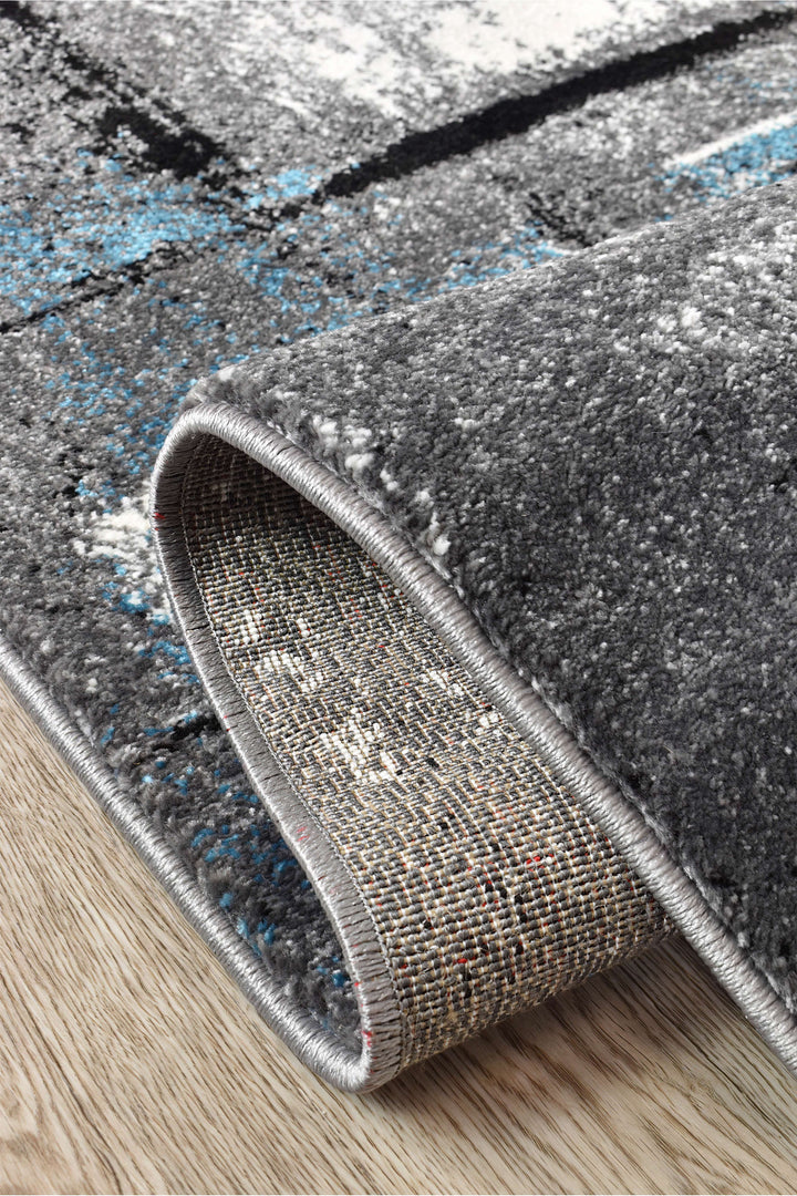 Novas Grey Turquoise Rug - Turkish-inspired modern rug from Treasures of Turkey