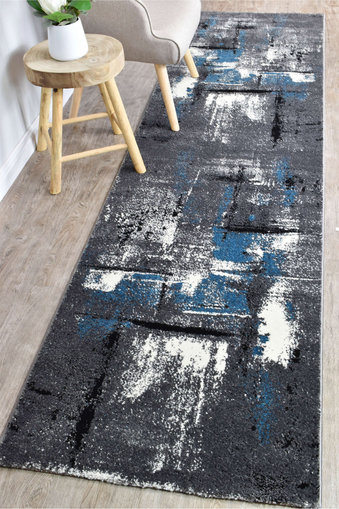 Novas Grey Turquoise Rug - Turkish-inspired modern rug from Treasures of Turkey