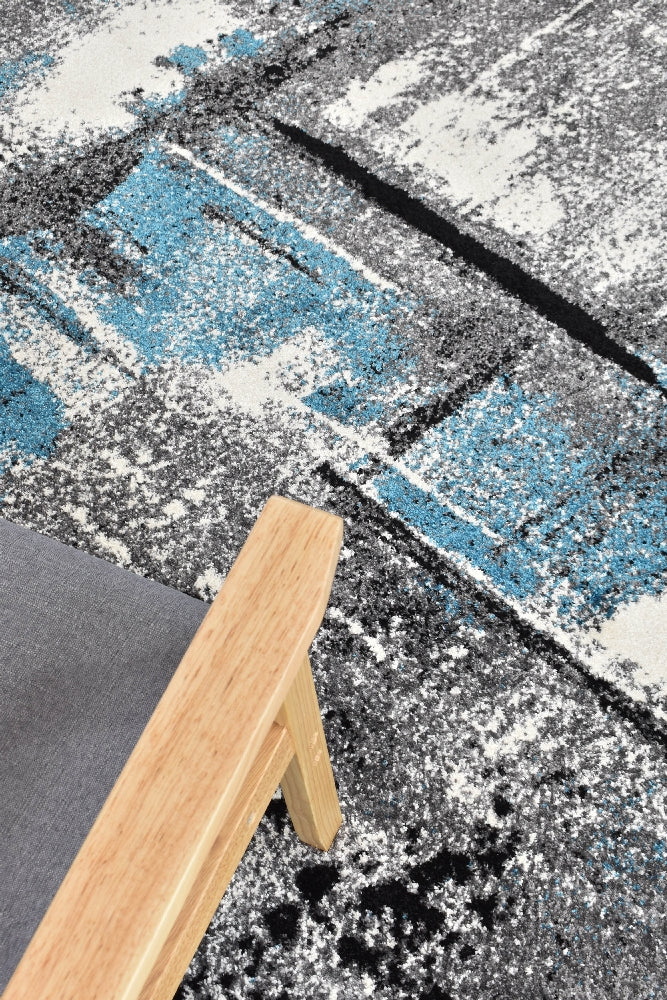 Novas Grey Turquoise Rug - Turkish-inspired modern rug from Treasures of Turkey