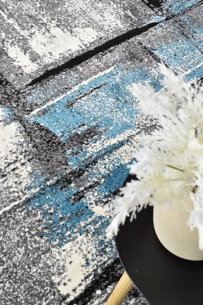 Novas Grey Turquoise Rug - Turkish-inspired modern rug from Treasures of Turkey