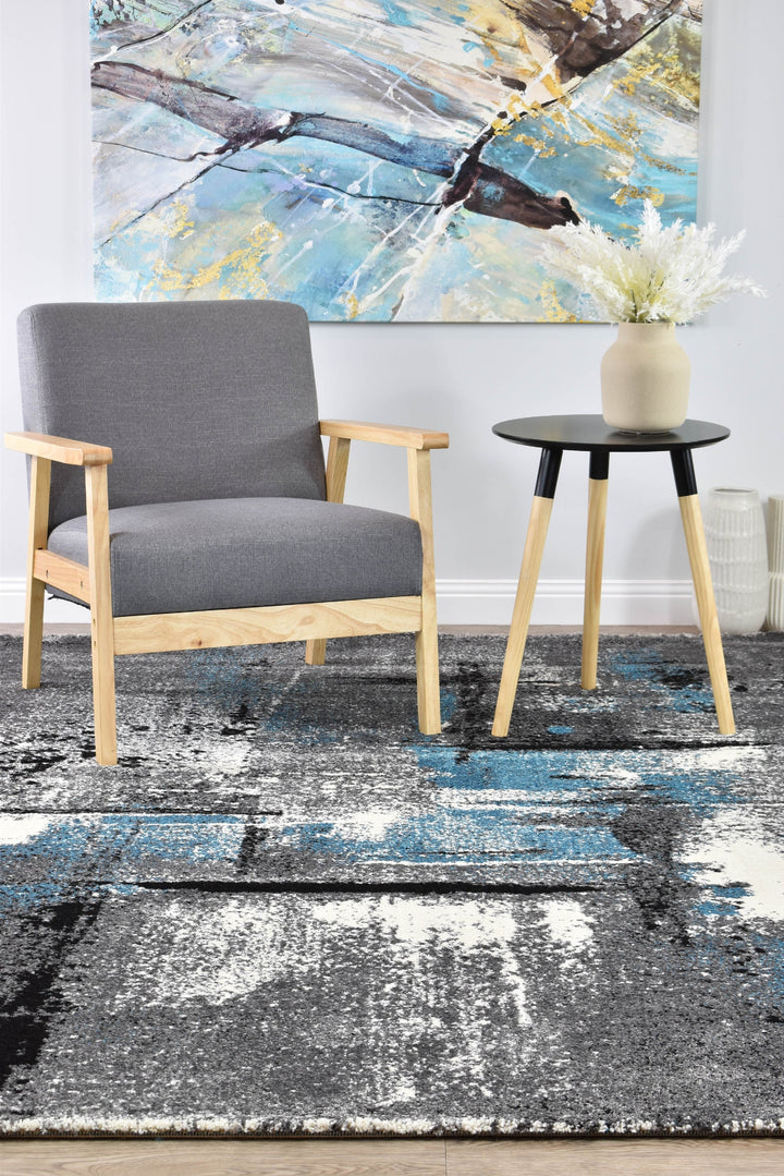 Novas Grey Turquoise Rug - Turkish-inspired modern rug from Treasures of Turkey