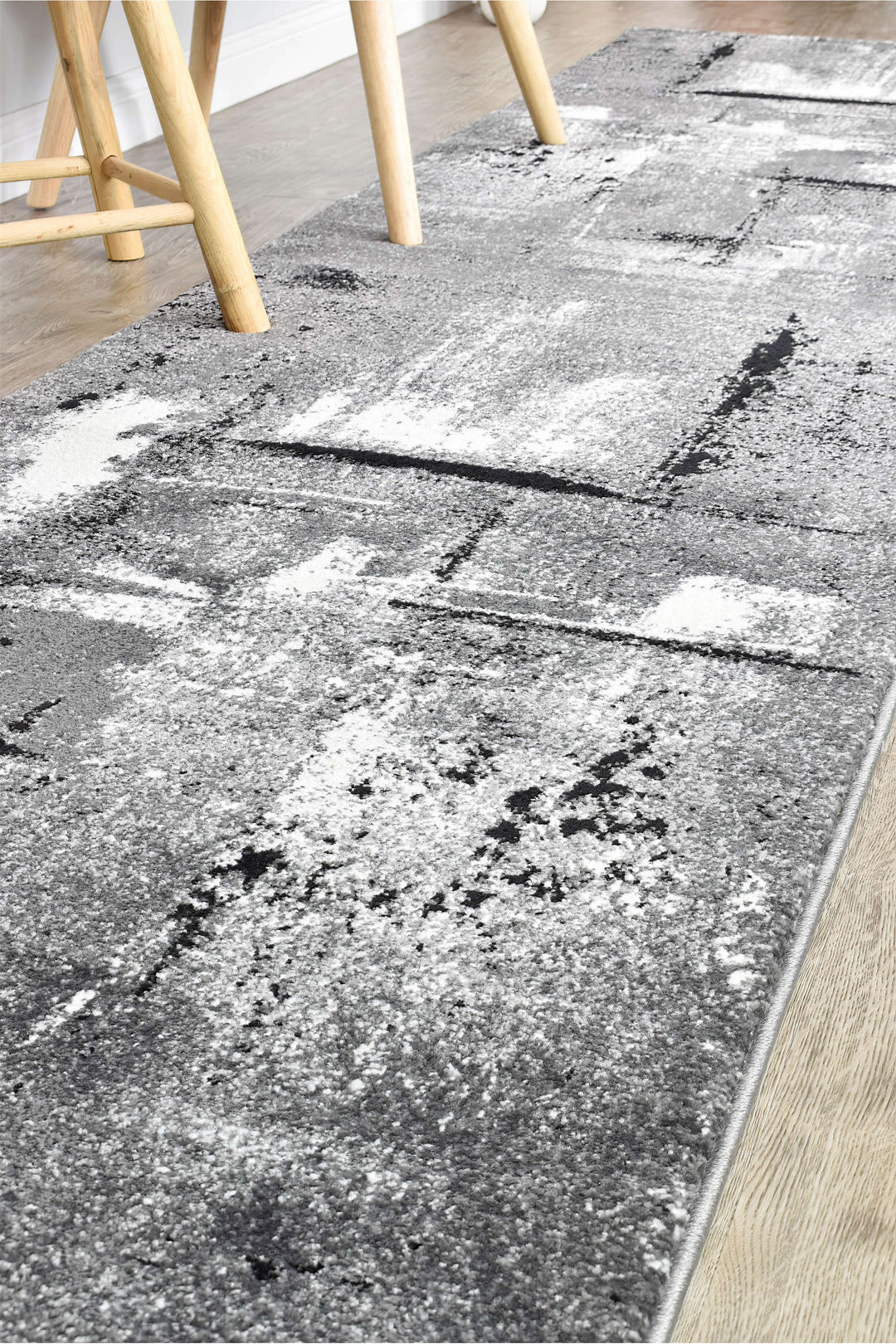 Novas Light Grey Dark Grey Rug - Turkish-inspired modern rug from Treasures of Turkey