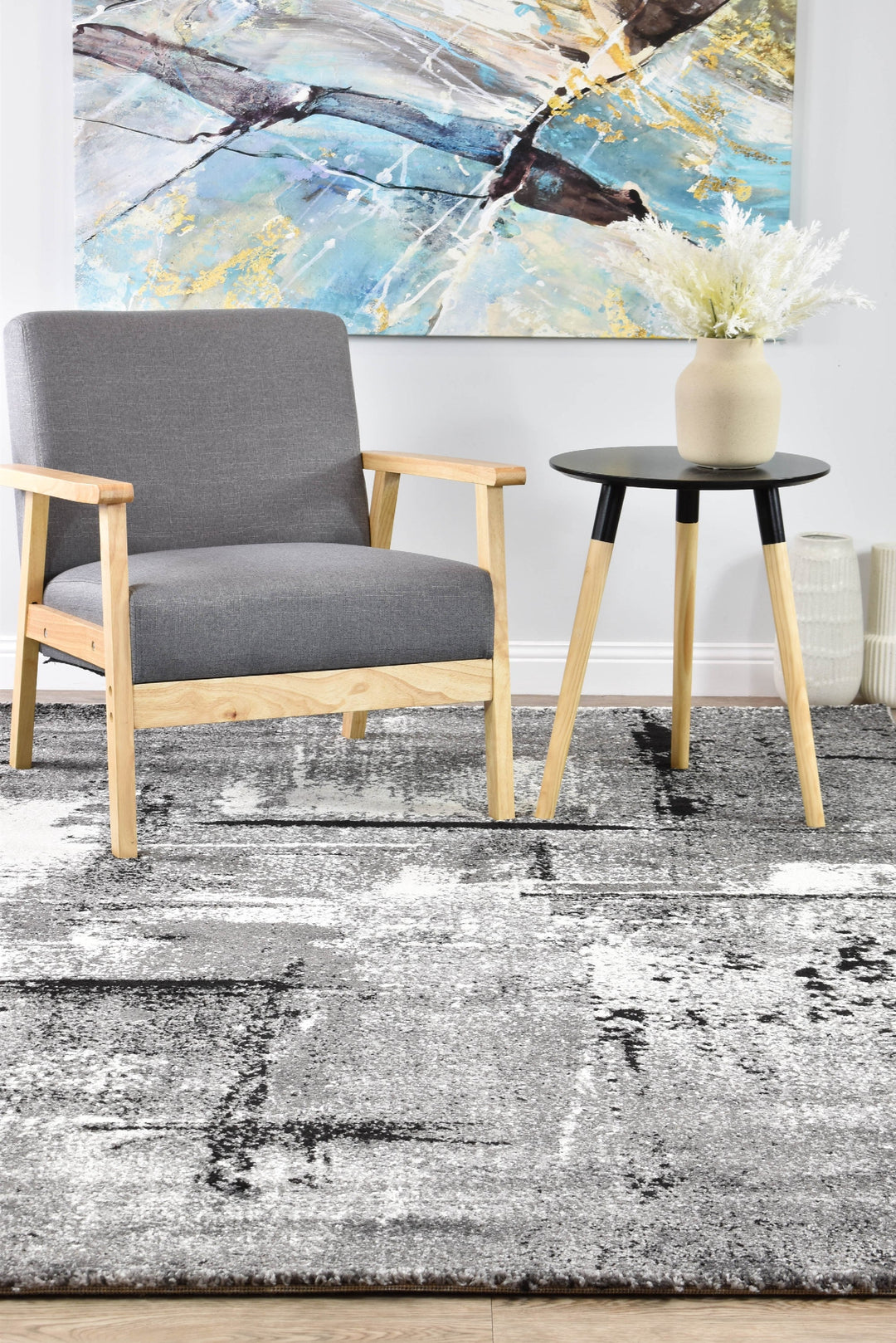 Novas Light Grey Dark Grey Rug - Turkish-inspired modern rug from Treasures of Turkey
