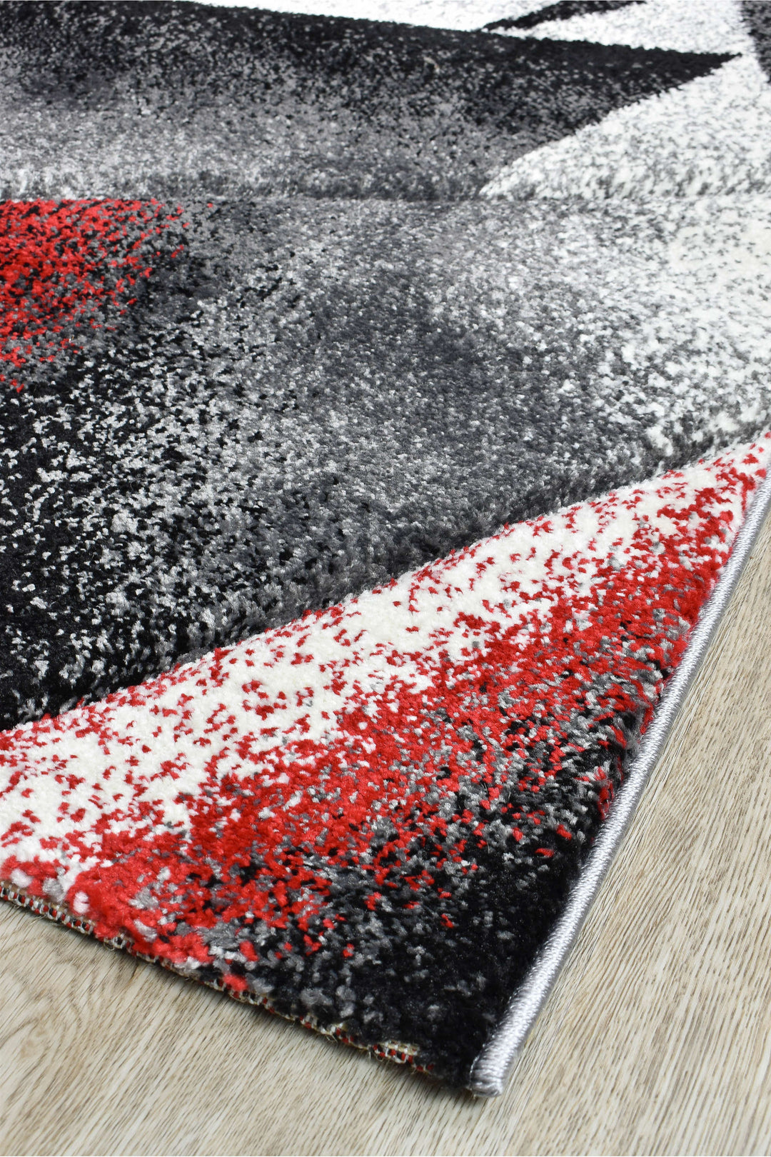 Novas Grey Red Runner - Turkish-inspired hallway runner rug from Treasures of Turkey