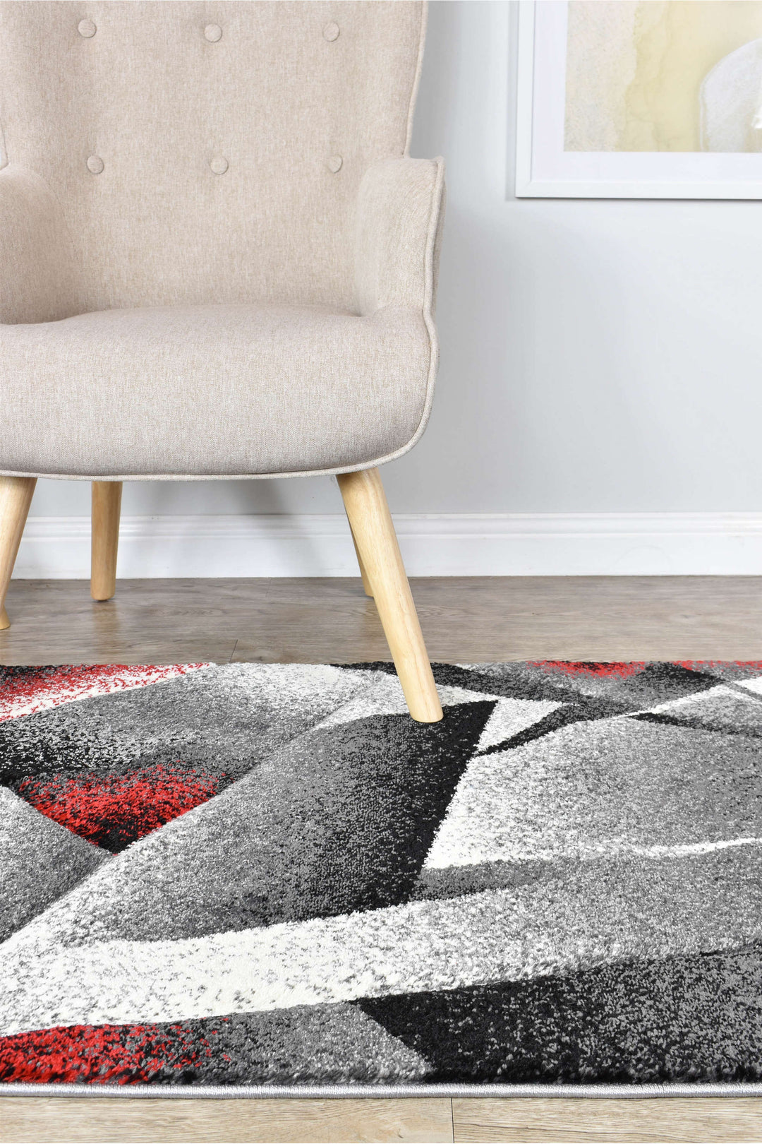 Novas Grey Red Runner - Turkish-inspired hallway runner rug from Treasures of Turkey