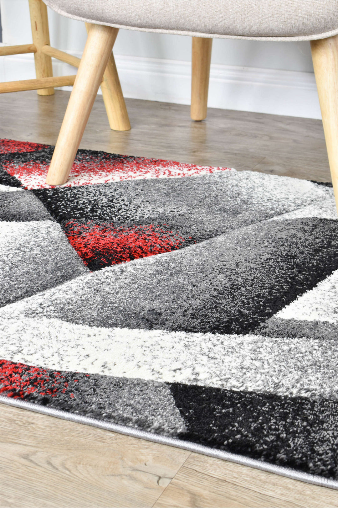 Novas Grey Red Rug - Turkish-inspired modern rug from Treasures of Turkey