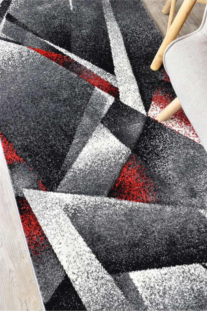 Novas Grey Red Rug - Turkish-inspired modern rug from Treasures of Turkey
