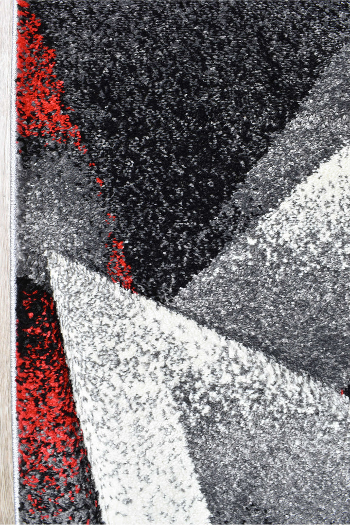 Novas Grey Red Runner - Turkish-inspired hallway runner rug from Treasures of Turkey