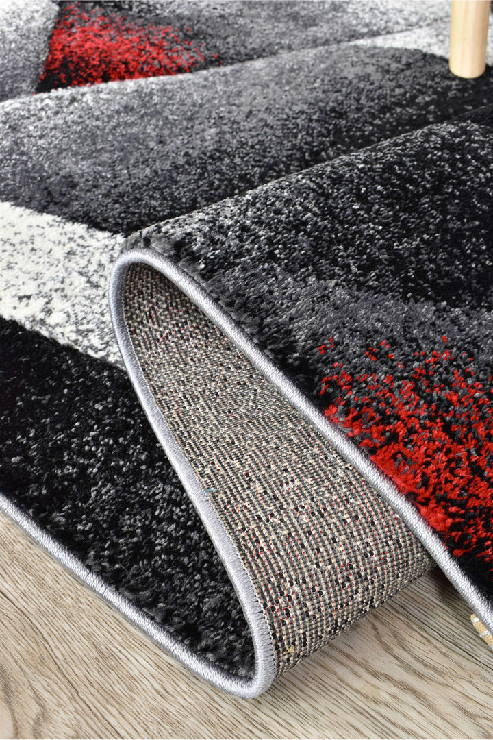 Novas Grey Red Runner - Turkish-inspired hallway runner rug from Treasures of Turkey