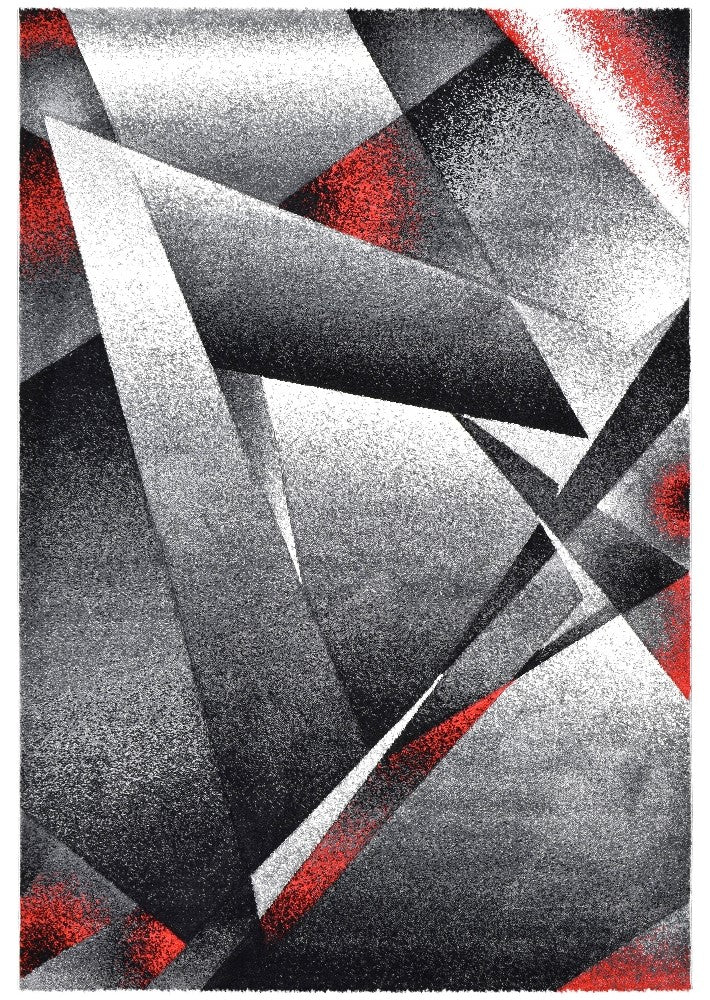 Novas Grey Red Rug - Turkish-inspired modern rug from Treasures of Turkey