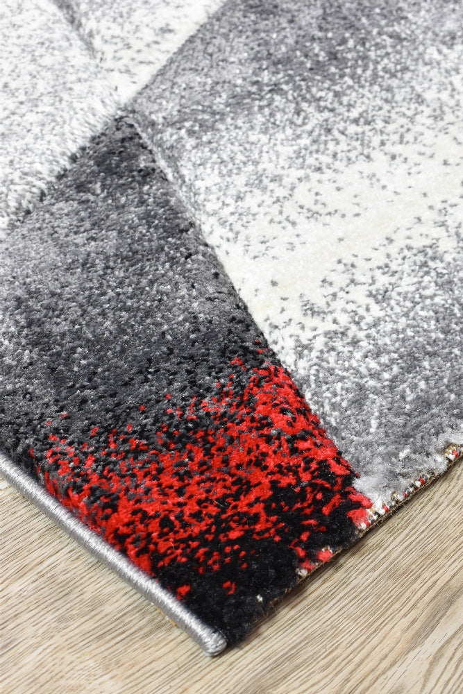 Novas Grey Red Rug - Turkish-inspired modern rug from Treasures of Turkey