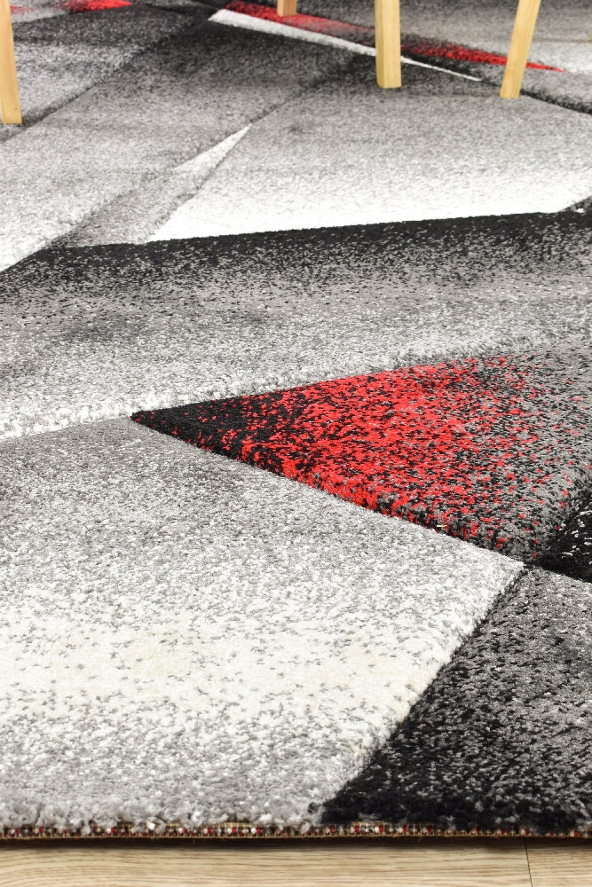 Novas Grey Red Rug - Turkish-inspired modern rug from Treasures of Turkey