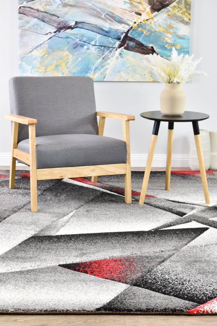 Novas Grey Red Rug - Turkish-inspired modern rug from Treasures of Turkey