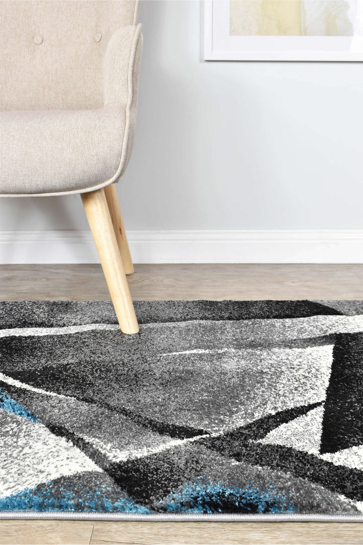 Novas Grey Turquoise Rug - Turkish-inspired modern rug from Treasures of Turkey