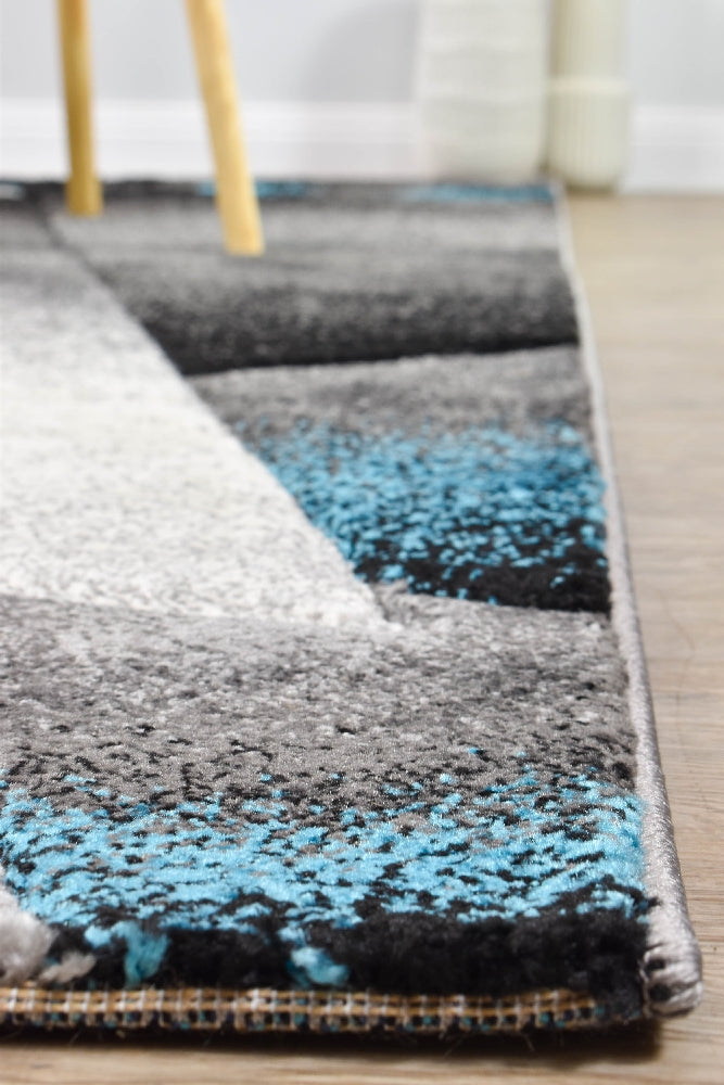 Novas Grey Turquoise Rug - Turkish-inspired modern rug from Treasures of Turkey