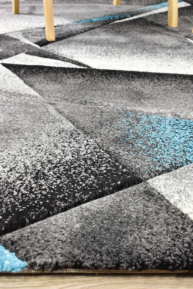 Novas Grey Turquoise Rug - Turkish-inspired modern rug from Treasures of Turkey