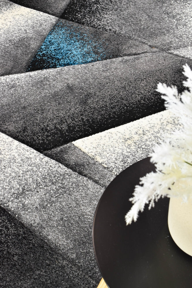 Novas Grey Turquoise Rug - Turkish-inspired modern rug from Treasures of Turkey