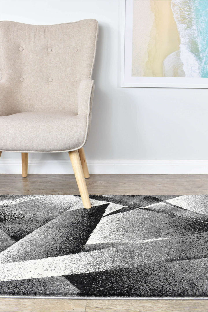 Novas Light Grey Dark Grey Rug - Turkish-inspired modern rug from Treasures of Turkey
