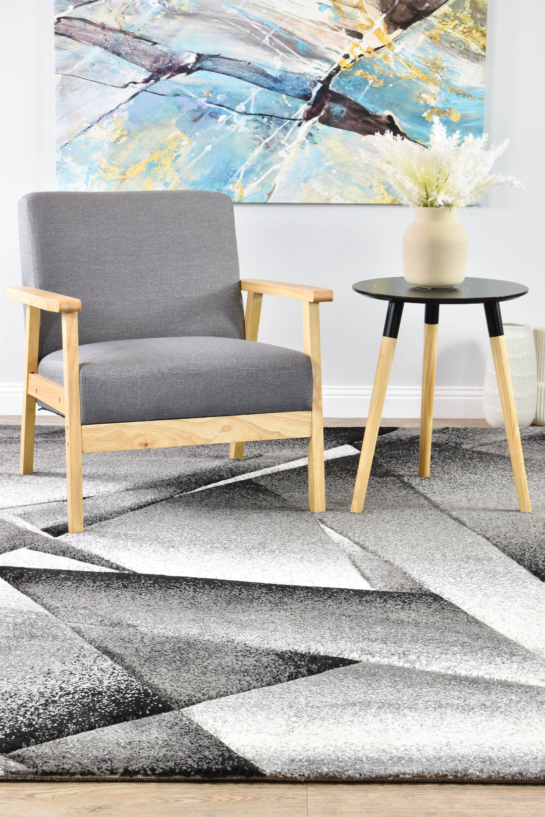 Novas Light Grey Dark Grey Rug - Turkish-inspired modern rug from Treasures of Turkey