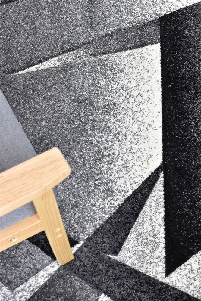 Novas Light Grey Dark Grey Rug - Turkish-inspired modern rug from Treasures of Turkey
