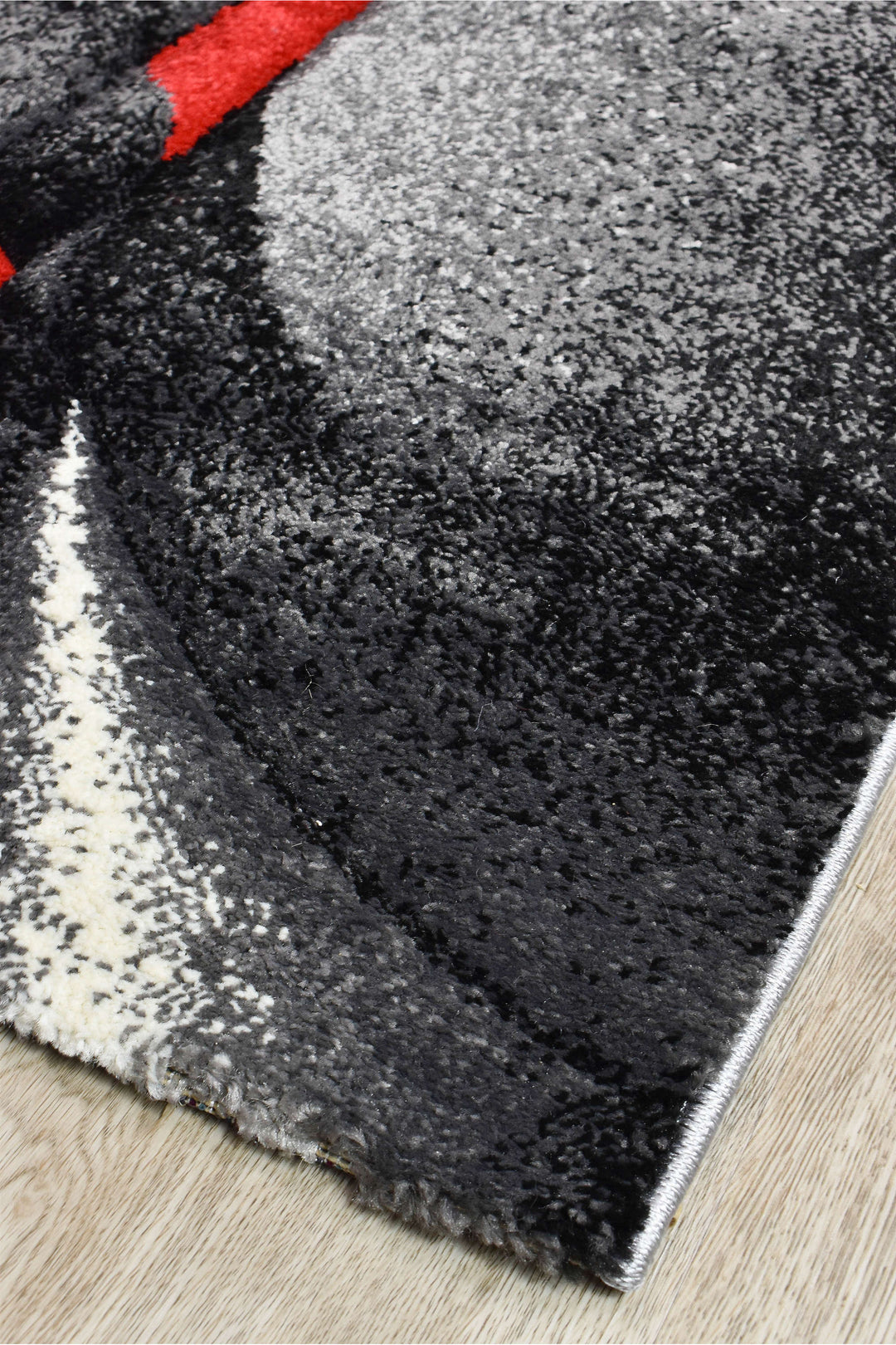 Novas Grey Red Rug - Turkish-inspired modern rug from Treasures of Turkey
