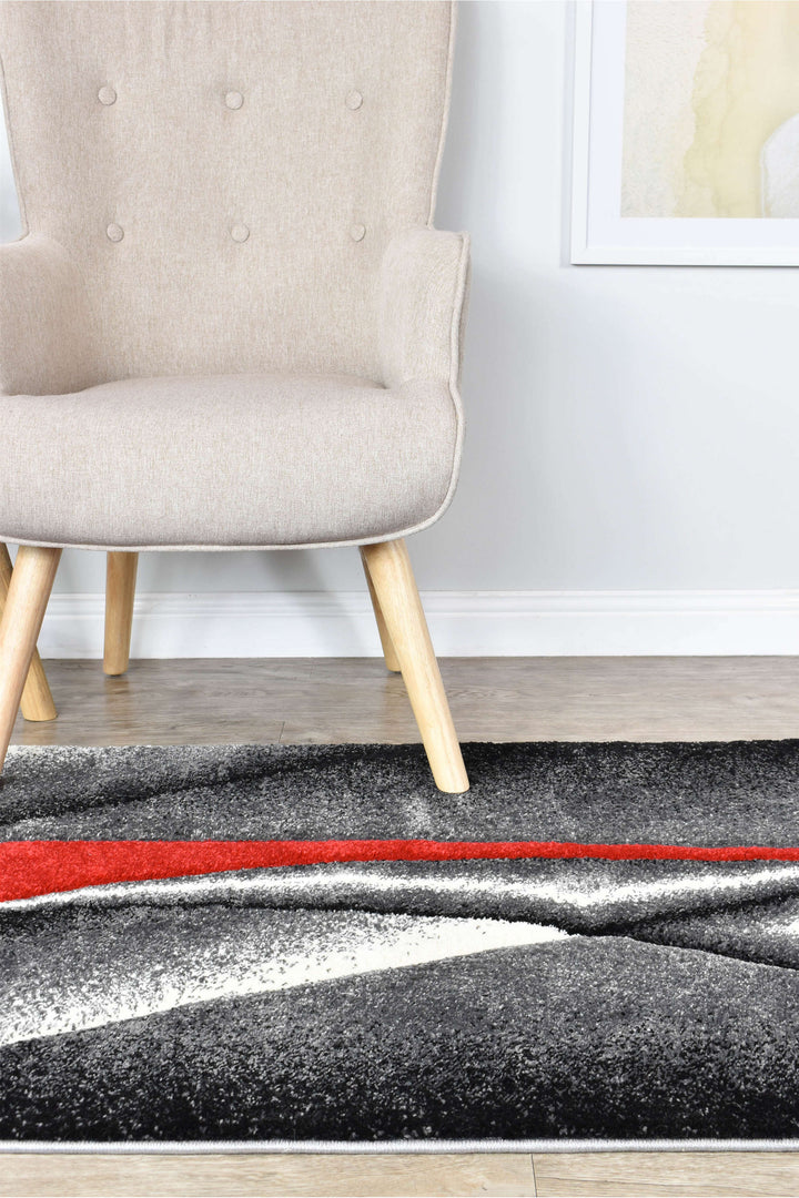 Novas Grey Red Runner - Turkish-inspired hallway runner rug from Treasures of Turkey